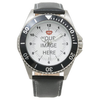 NEW! Men's Watch - Personalised - Black Leather