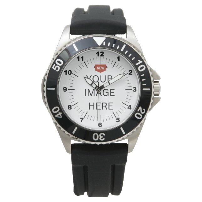 NEW! Men's Watch - Personalised - Black Rubber (Front)