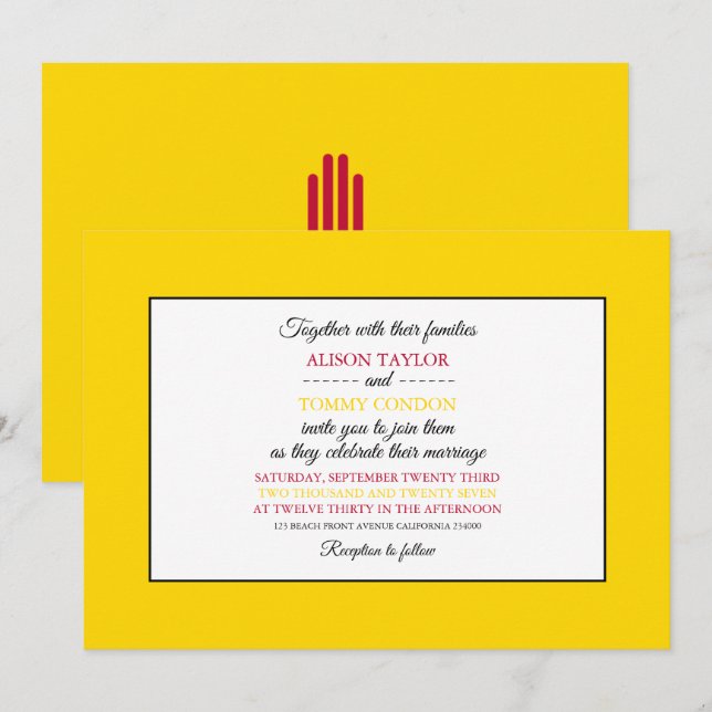 New Mexican Flag, Flag of New Mexico Wedding Invitation (Front/Back)