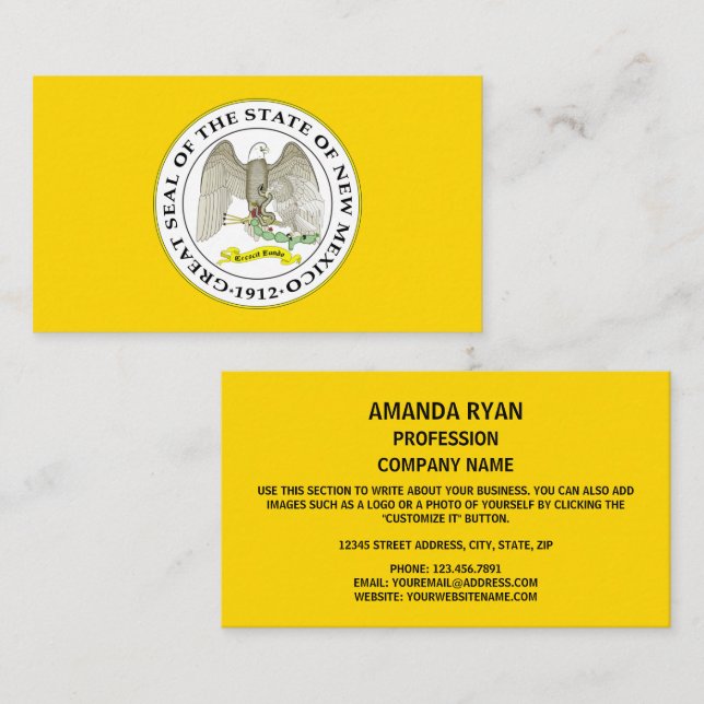 New Mexican Seal, Seal of New Mexico Business Card (Front/Back)
