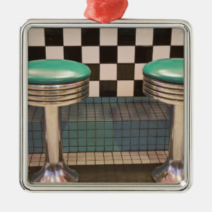 New Mexico, Albuquerque. The 66 Diner along Metal Tree Decoration