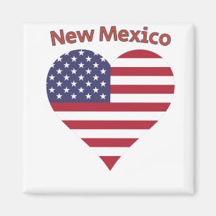 New Mexico American Flag Heart Magnet