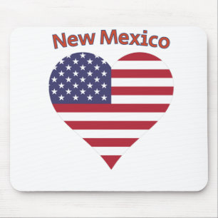 New Mexico American Flag Heart Mouse Mat