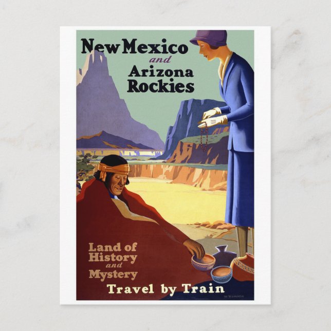 New Mexico and Arizona Rockies Vintage Travel Postcard (Front)
