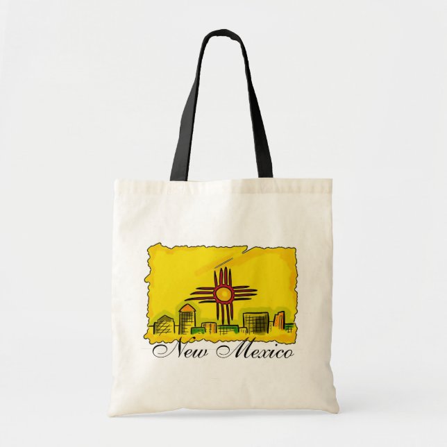 New Mexico artistic skyline flag reusable bag (Front)