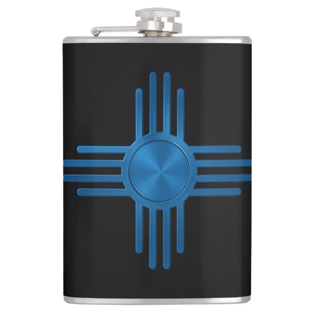 New Mexico Blue  Hip Flask (Front)