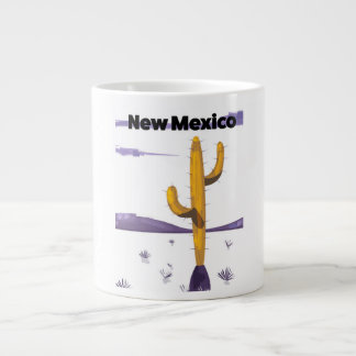 New Mexico Cactus vintage style vacation poster. Large Coffee Mug