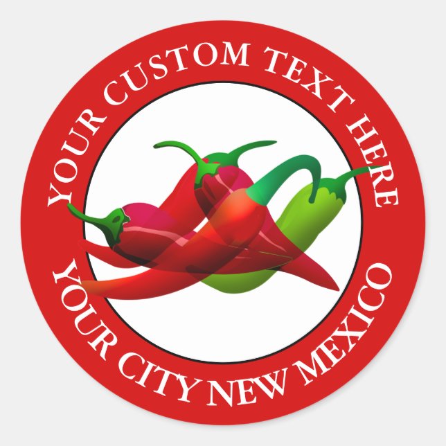 New Mexico Chilli Peppers Custom Text  Classic Round Sticker (Front)