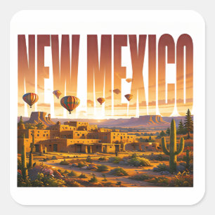 New Mexico Desert Balloons Southwest Adventure Square Sticker