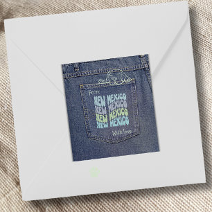 New Mexico Dog in Jean Pocket Square Sticker