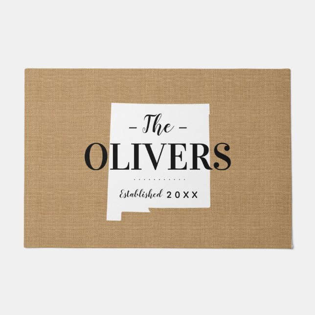 New Mexico Family Monogram State Doormat (Front)