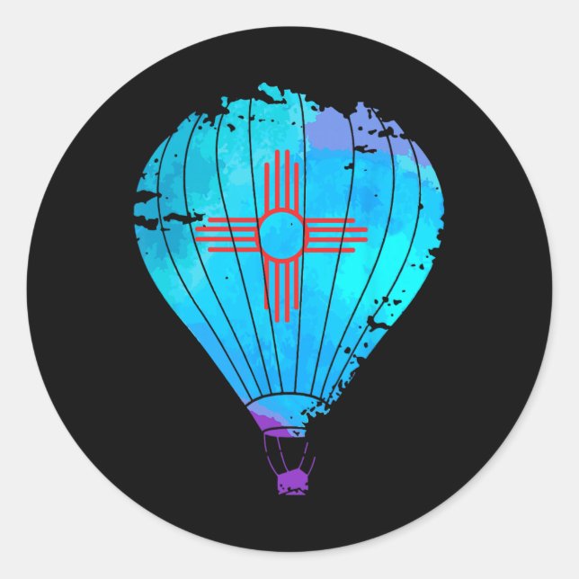 New Mexico Festival Hot Air Balloon Zia Gift  Classic Round Sticker (Front)