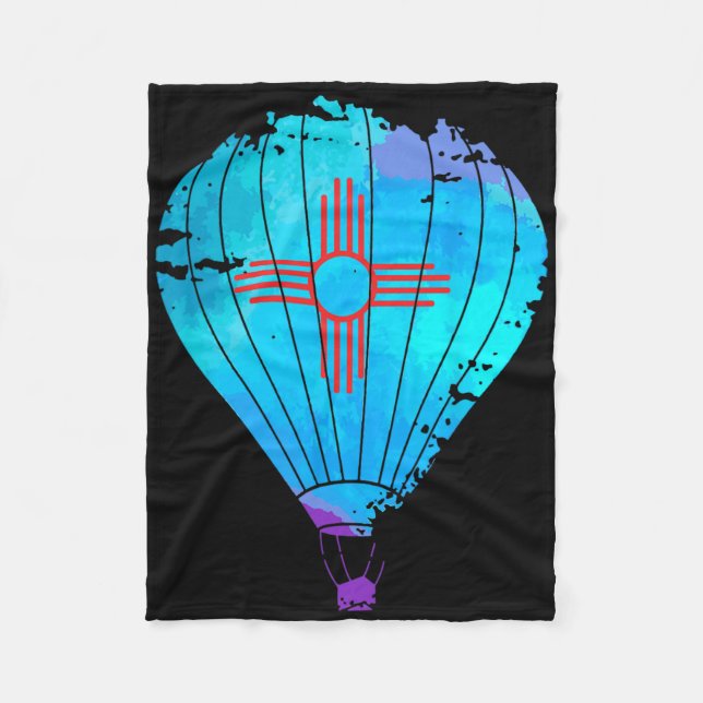 New Mexico Festival Hot Air Balloon Zia Gift  Fleece Blanket (Front)