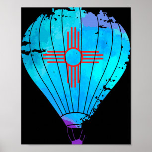 New Mexico Festival Hot Air Balloon Zia Gift Poster