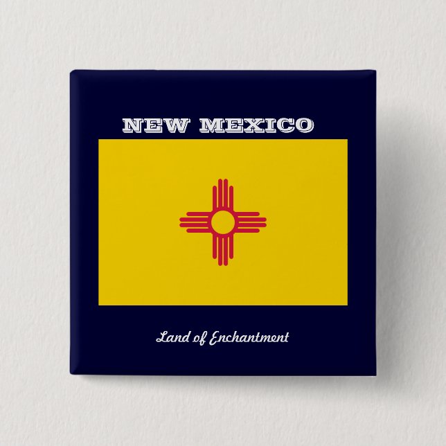 NEW MEXICO FLAG AND SLOGAN 15 CM SQUARE BADGE (Front)