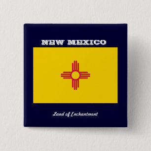 NEW MEXICO FLAG AND SLOGAN 15 CM SQUARE BADGE