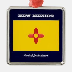 New Mexico flag and slogan Metal Tree Decoration