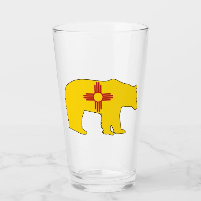 New Mexico Flag Bear Glass (Front)