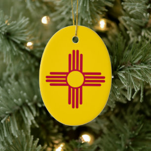 New Mexico Flag Ceramic Tree Decoration