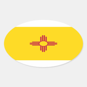 New Mexico* Flag Euro-style Oval Oval Sticker
