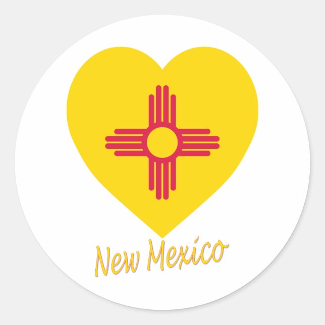 New Mexico Flag Heart Classic Round Sticker (Front)