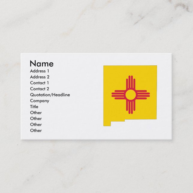 New Mexico Flag Map Business Card (Front)