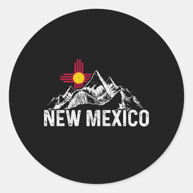 New Mexico Flag Mountains Pride New Mexican Classic Round Sticker (Front)