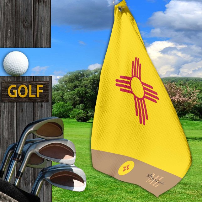 New Mexico flag & New Mexico monogrammed / golf Golf Towel (Creator Uploaded)