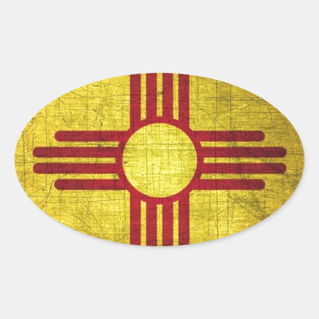 New Mexico Flag Oval Sticker (Front)