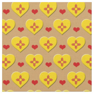 New Mexico Flag & Red Heart fashion Fabric / USA