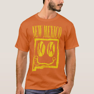 New Mexico Grunge Smiling Face Black Background T-Shirt