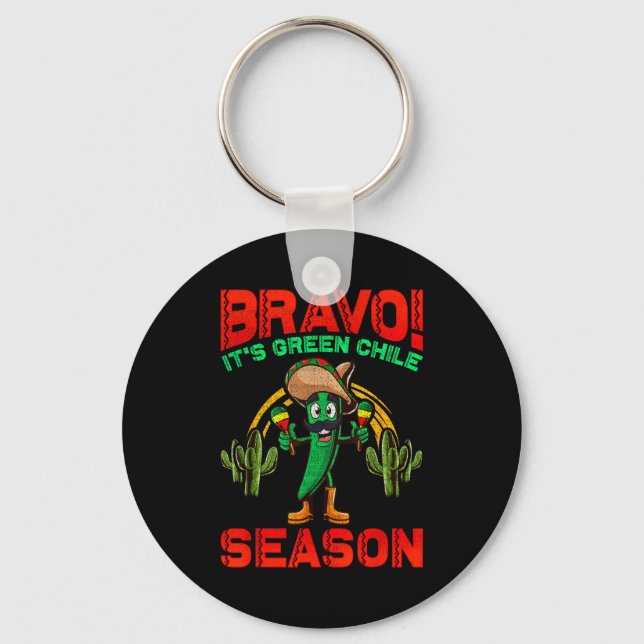 New Mexico Hatch Chile Season Mexican Green Chili  Key Ring (Front)