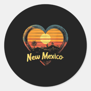 New Mexico -heart Vintage Love Women Kids Retro Gr Classic Round Sticker