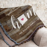 New Mexico Home State Personalised Rustic Throw Blanket<br><div class="desc">Show some home state pride with this cute rustic faux wood plank throw blanket featuring "home" in white calligraphy script lettering with a silhouette map of the state of New Mexico standing in for the letter "O." A pink heart illustration inside the state map completes the design; you can change...</div>