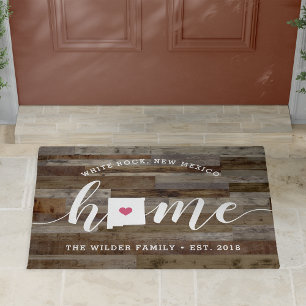 New Mexico Home State Personalized Wood Look Doormat