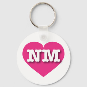 New Mexico Hot Pink Heart Big Love Key Ring