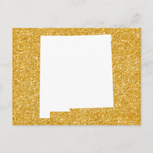 New Mexico in White and Gold Glitter Postcard