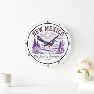New Mexico Land of Enchantment Roadrunner Large Clock