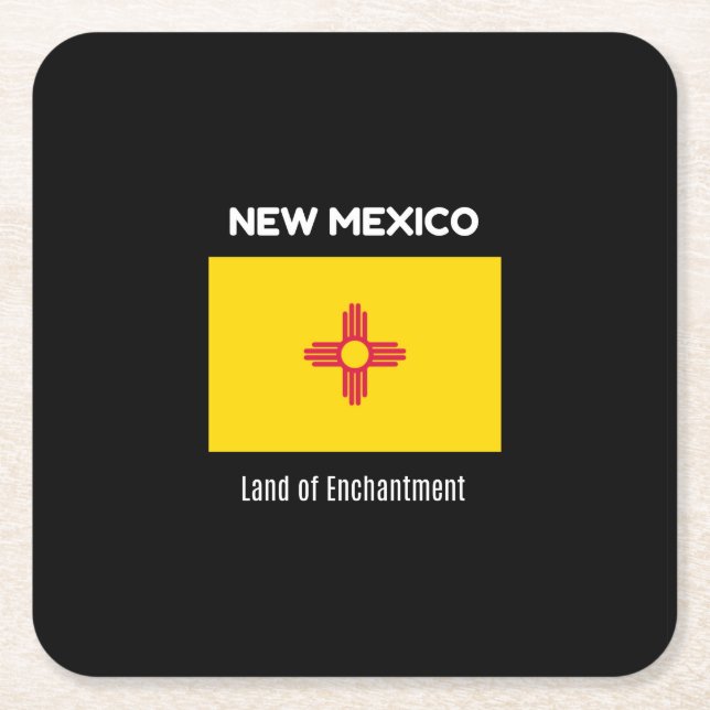New Mexico, Land of Enchantment Square Paper Coaster (Front)