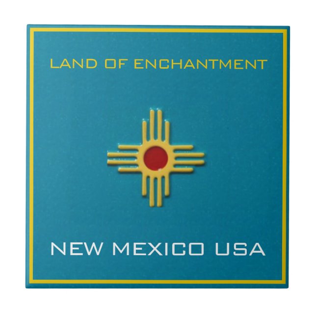 New Mexico Land of Enchantment Zia Sun Decorative Tile (Front)
