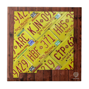 New Mexico License Plate Map Ceramic Tile