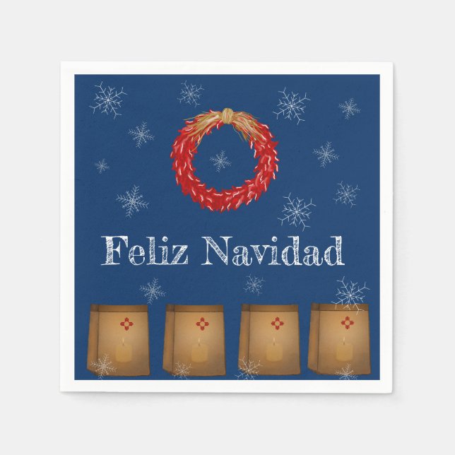 New Mexico Luminarias Farolitos Zia Red Chile  Napkin (Front)