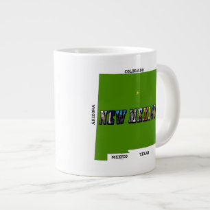 New Mexico Map Outline Photo Text Large Coffee Mug
