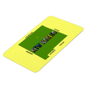 New Mexico Map Outline Photo Text Magnet