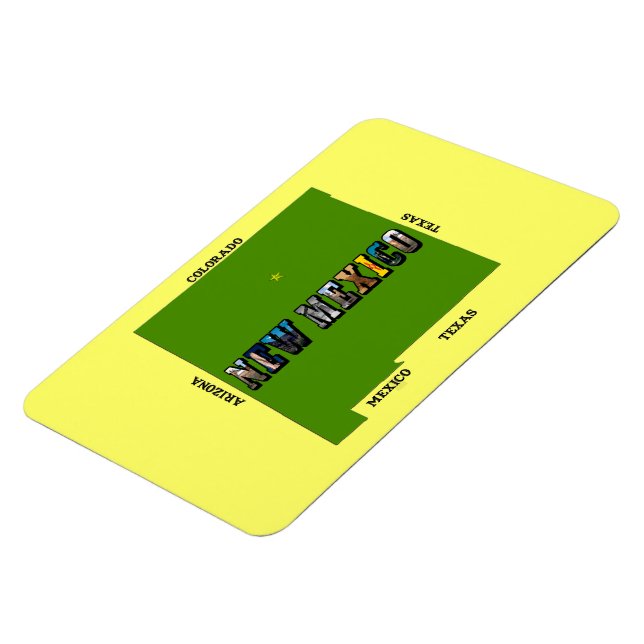 New Mexico Map Outline Photo Text Magnet (Left Side)