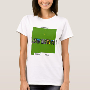 New Mexico Map Outline Photo Text T-Shirt