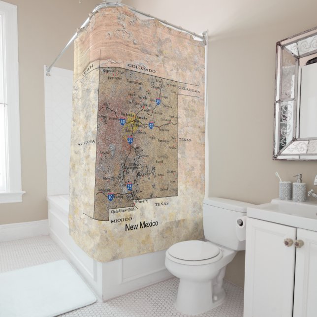 New Mexico Map Petroglyph Shower Curtain (In Situ)