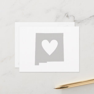 New Mexico Map Shape Grey Heart Cutout Mexican Postcard