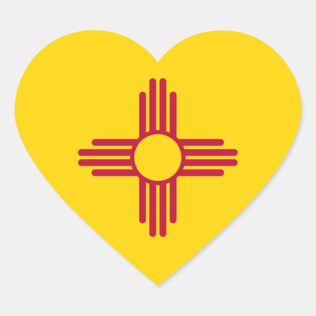 New Mexico/Mexican State Flag (Zia), United States Heart Sticker (Front)