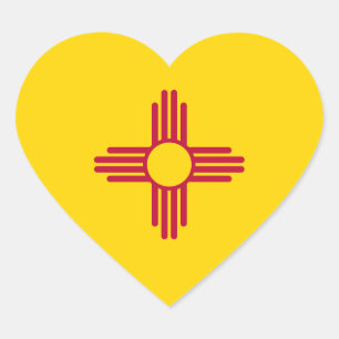 New Mexico/Mexican State Flag (Zia), United States Heart Sticker